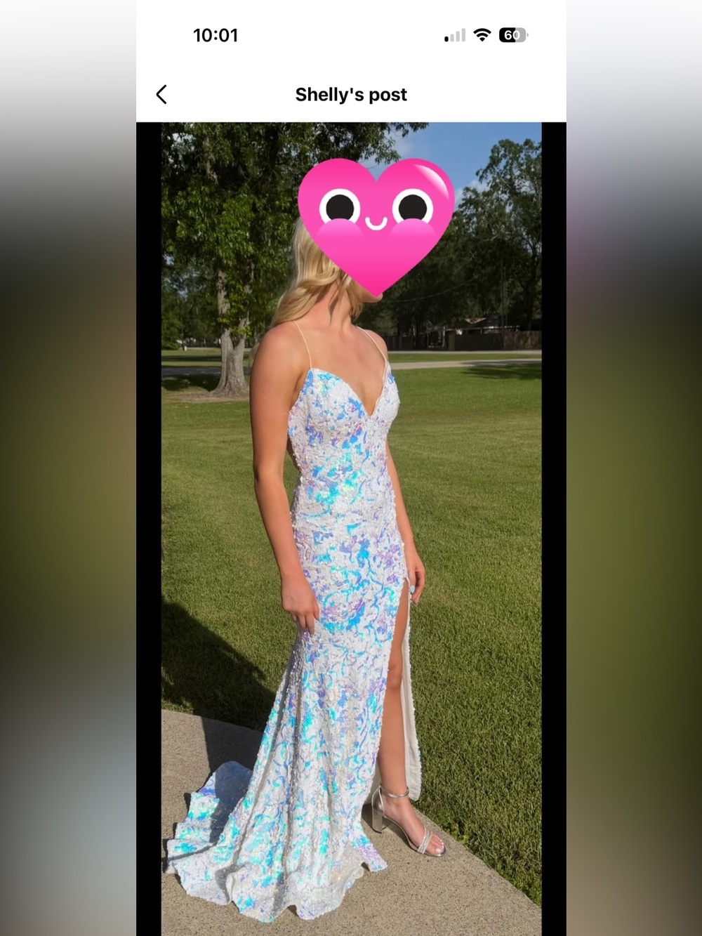 Sequin Mermaid Gown in Iridescent Blue & White